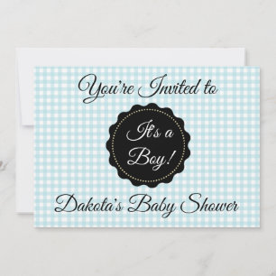 Invitation au Baby shower de en vichy de garçon bl