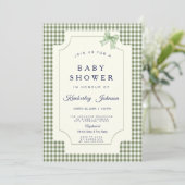 Invitation au Baby shower de En vichy de Sage Gree (Debout devant)