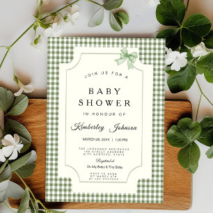Invitation au Baby shower de En vichy de Sage Gree