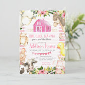 Invitation au Baby shower de ferme pour filles (Debout devant)