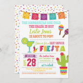 Invitation au Baby shower de Fiesta - Blanc (Devant / Derrière)