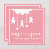 Invitation au Baby shower de filles à sucre et épi (Devant / Derrière)