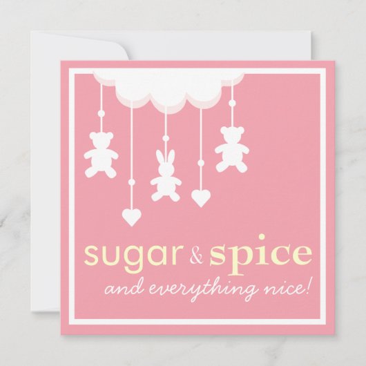 Invitation au Baby shower de filles à sucre et épi (Devant)