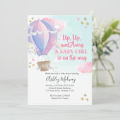 Invitation au Baby shower de filles de ballons à a (Debout devant)