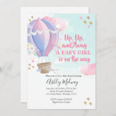 Invitation au Baby shower de filles de ballons à a (Devant / Derrière)