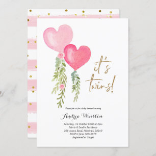 Invitation au Baby shower de filles de Balloon Twi