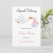 INVITATION AU BABY SHOWER DE FILLES DE STORK DE LI (Debout devant)