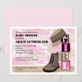 Invitation au Baby shower de filles militaires (Devant / Derrière)