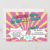 Invitation au Baby shower de filles super-héros (Devant)