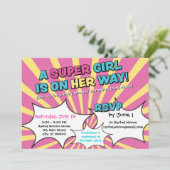 Invitation au Baby shower de filles super-héros (Debout devant)