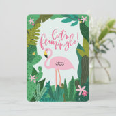 INVITATION AU BABY SHOWER DE FLAMANT ROSE TROPICAL (Debout devant)