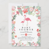 Invitation au Baby shower de Flamant rose tropical (Devant)