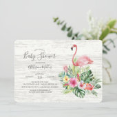 Invitation au Baby shower de Flamant rose tropical (Debout devant)