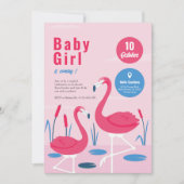 Invitation au Baby shower de Flamant rose tropical (Devant)