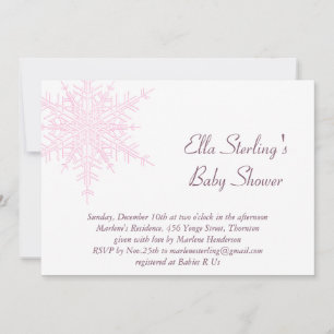 Invitation au Baby shower de Flamme de neige rose 