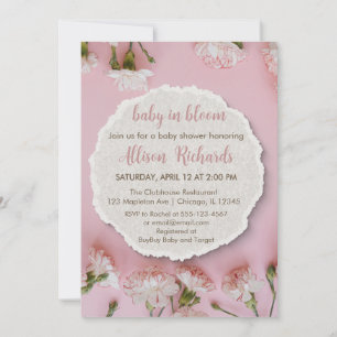 Invitation au Baby shower de fleurs blanches Élé
