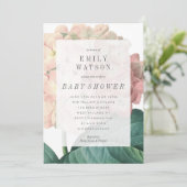 Invitation au Baby shower de fleurs vert rose (Debout devant)