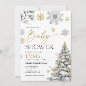 Invitation au Baby shower de Flocon de neige d'hiv (Devant)