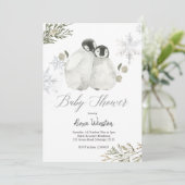 Invitation au Baby shower de flocons de neige de P (Debout devant)