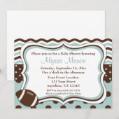 Invitation au Baby shower de football Blue Mod (Devant / Derrière)