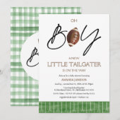 Invitation au Baby shower de football vert Plaid (Devant / Derrière)