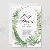 Invitation au Baby shower de fougères botaniques (Devant)