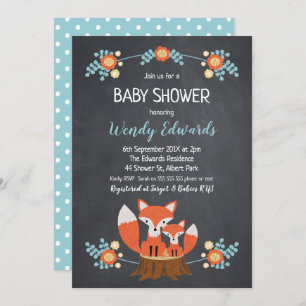 Invitation au Baby shower de Fox Chalkboard de gar