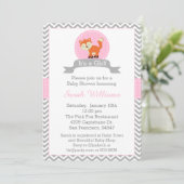 Invitation au Baby shower de Fox Cute en rose et g (Debout devant)