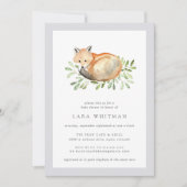 Invitation au Baby shower de Fox de bois (Devant)