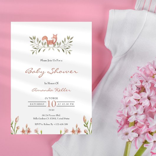 Invitation au Baby shower de Fox de bois