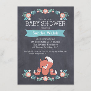 Invitation au Baby shower de Fox de Chalkboard de
