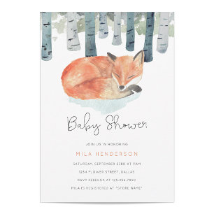 Invitation au Baby shower de Fox d'hiver