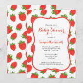 Invitation au Baby shower de fraise (Devant / Derrière)