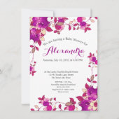 Invitation au Baby shower de fraise rose chaud (Devant)