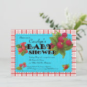 Invitation au Baby shower de framboise (Debout devant)