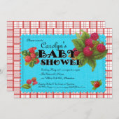 Invitation au Baby shower de framboise (Devant / Derrière)