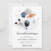 Invitation au Baby shower de garçon de l'astronaut (Devant)