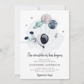 Invitation au Baby shower de garçon de l'astronaut (Devant)