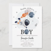 Invitation au Baby shower de garçon de l'astronaut (Devant)