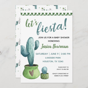 Invitation au Baby shower de garçon Fiesta Cactus