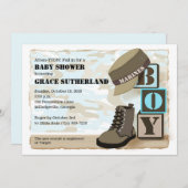 Invitation au Baby shower de garçon militaire (Devant / Derrière)