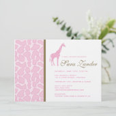 Invitation au Baby shower de girafe - Fille (Debout devant)