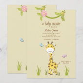 Invitation au Baby shower de Giraffe (Devant / Derrière)