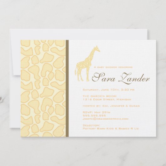 Invitation au Baby shower de Giraffe (Devant)