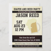 Invitation au Baby shower de la bière et au couche (Devant)