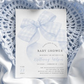 Invitation au Baby shower de la Bow bleue En vichy