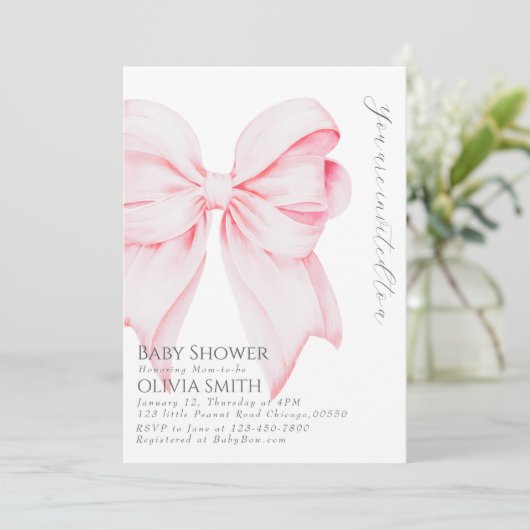 Invitation au Baby shower de la Bow Blush (Debout devant)