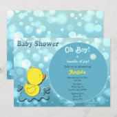 Invitation au Baby shower de la bulle Duckie (Devant / Derrière)