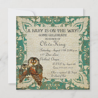 Invitation au Baby shower de la Chouette orange Tu