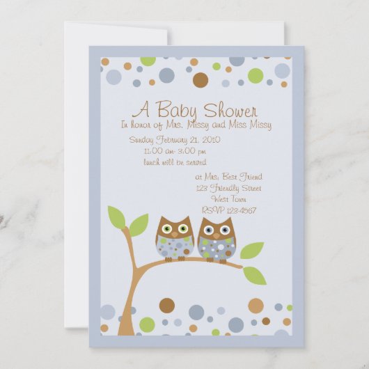 Invitation au Baby shower de la Chouette Twin (Devant)